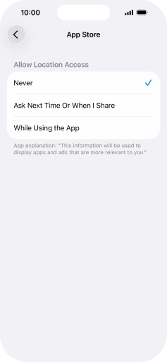 Press the required setting to turn the function on or off.