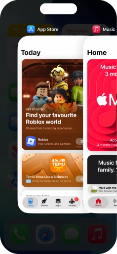 Slide upwards on the required application to end it.