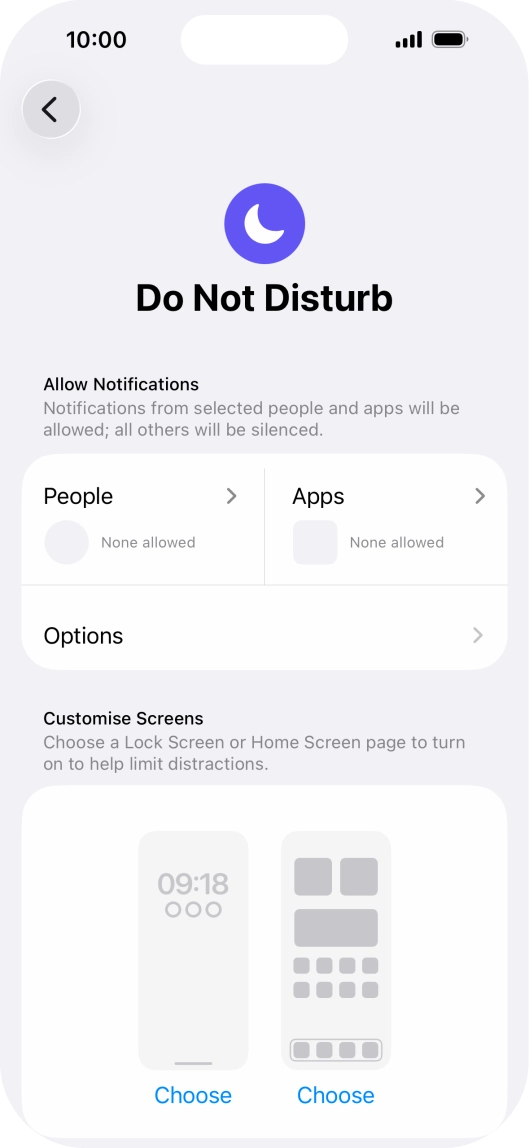 Press People and follow the instructions on the screen to select which contacts you would like to receive calls and notifications from when Do Not Disturb is turned on.