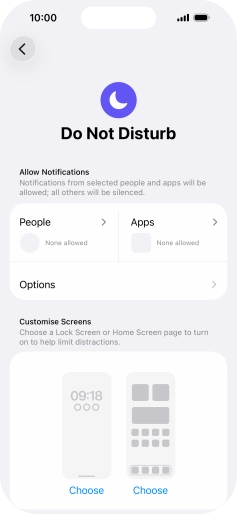 Press People and follow the instructions on the screen to select which contacts you would like to receive calls and notifications from when Do Not Disturb is turned on.