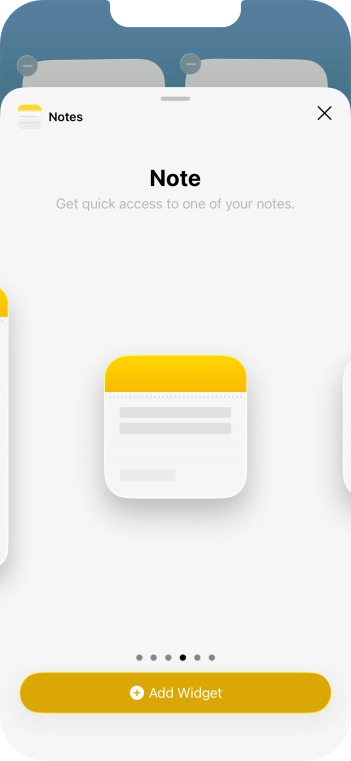 Slide your finger right or left on the screen to select the required widget size.