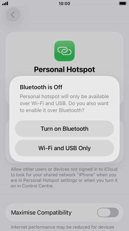 If Wi-Fi is turned on, press Wi-Fi and USB Only.