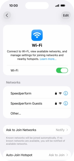 Press the required Wi-Fi network and key in the password for the Wi-Fi network.