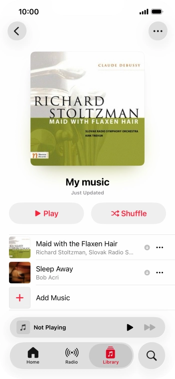 Go to the required category or playlist and press the required audio file.