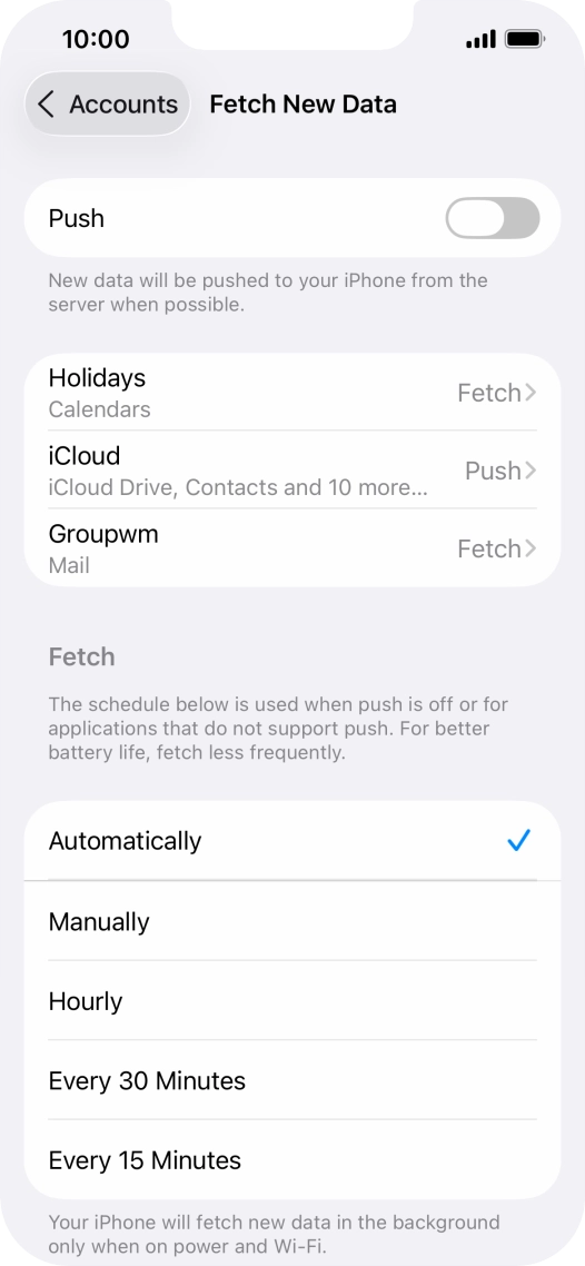 If you turn off the function, press the required setting.