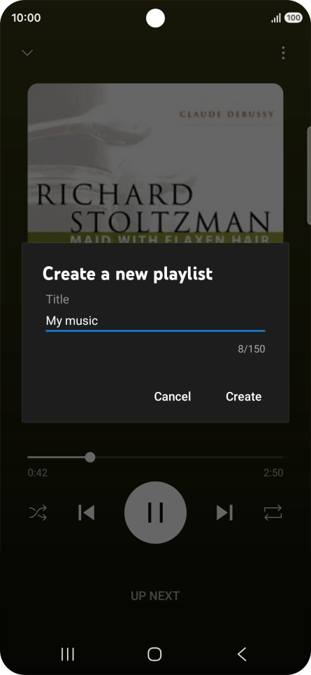 Key in a name for the playlist and press Create.