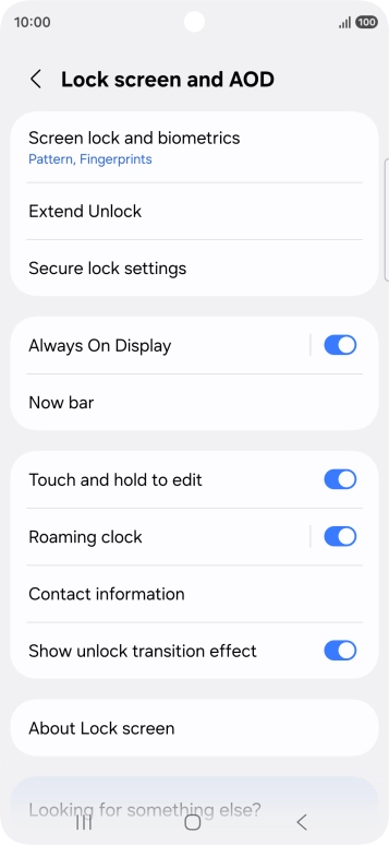 Press Screen lock and biometrics and key in the additional phone lock code you created earlier.