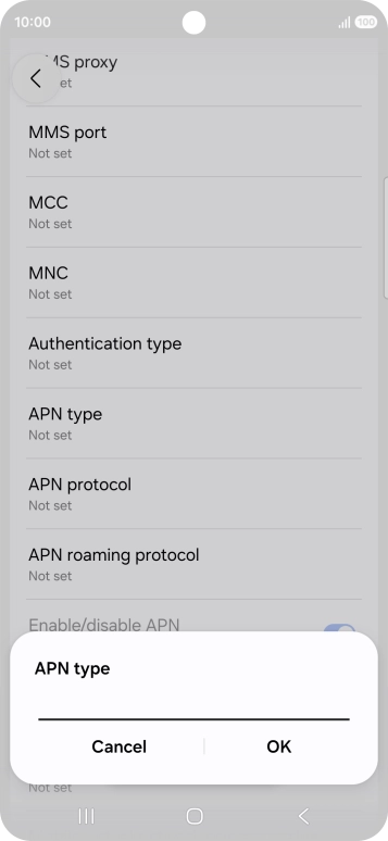 Key in default and press OK.