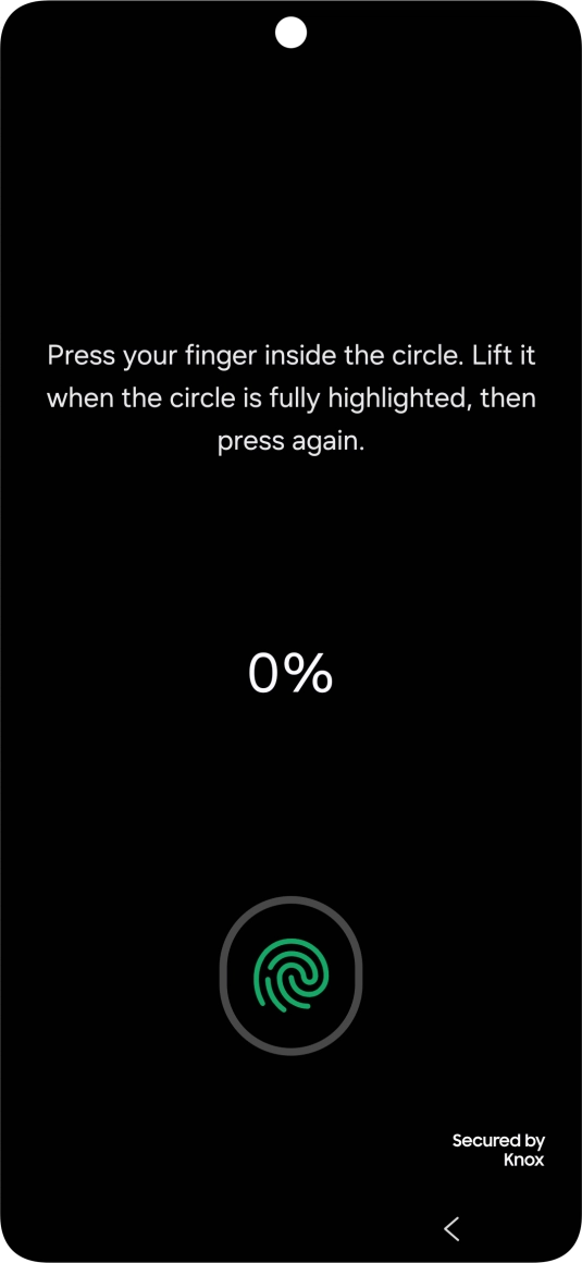 Follow the instructions on the screen to create the phone lock code using your fingerprint.