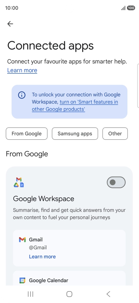 Press the indicator next to the required extension to turn on the function.