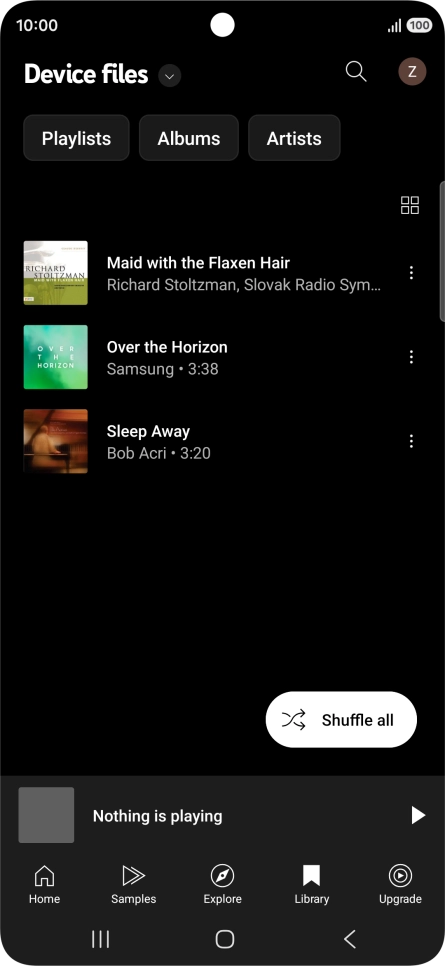 Press the required audio file.