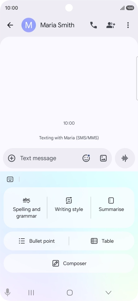 To generate a text, press Composer and follow the instructions on the screen to use the function.