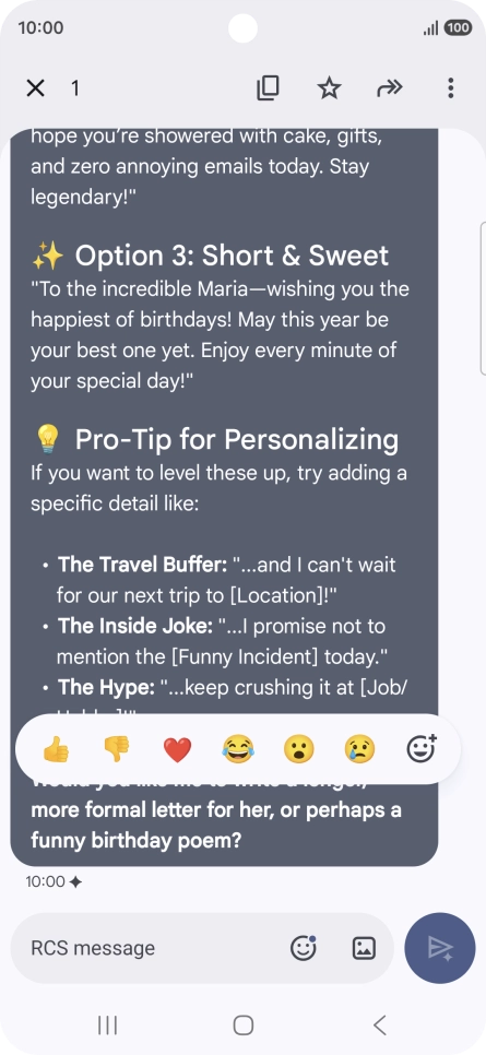 Press and hold the text suggestion from Gemini. Follow the instructions on the screen to use the text suggestion.