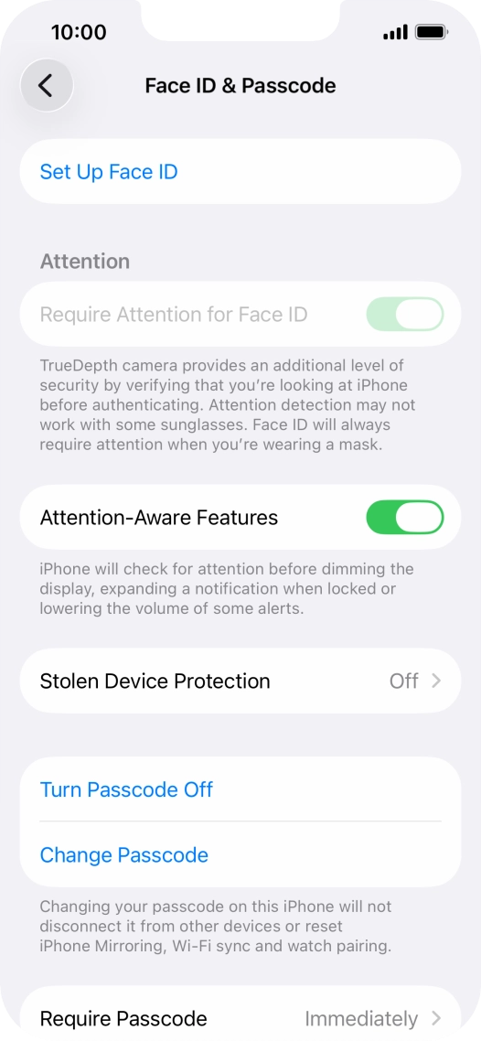 Press Turn Passcode Off and key in the phone lock code.