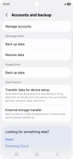 Press Manage accounts.