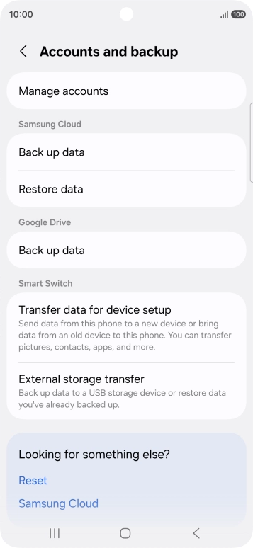 Press Manage accounts.