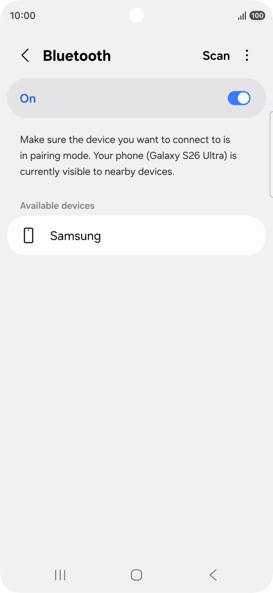Press the required Bluetooth device and follow the instructions on the screen to pair the device with your phone.