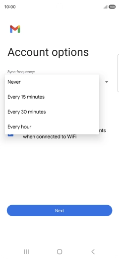 Press the required setting.