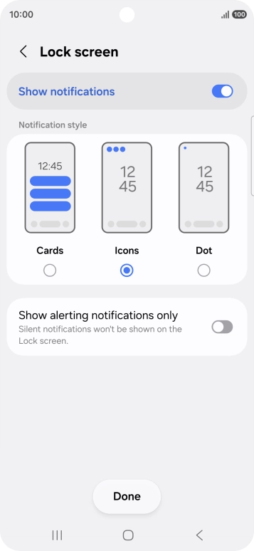 Press the required settings to turn them on or off.