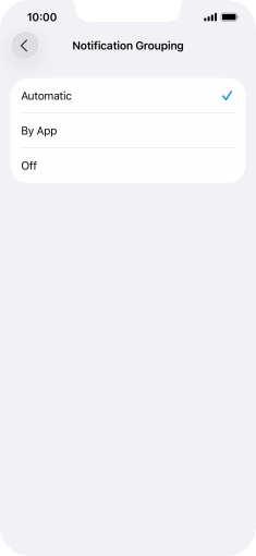 Press the required setting.