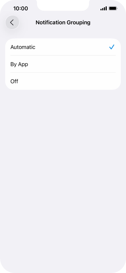 Press the required setting.