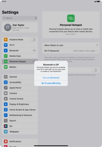 If Wi-Fi is turned on, press Wi-Fi and USB Only.