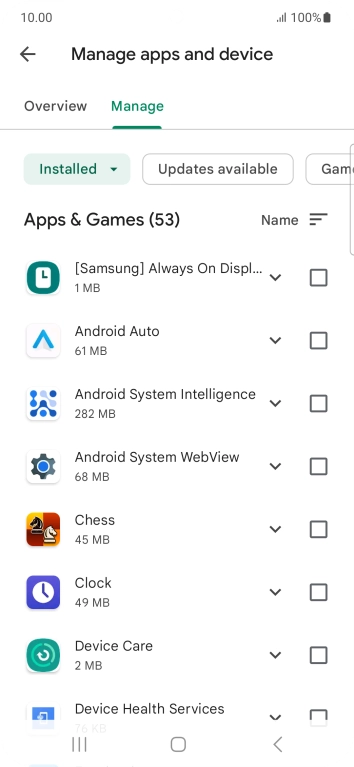 Press the required app.