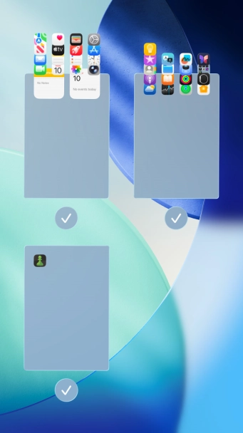 Press the fields below the required home screen pages to select or deselect them.
