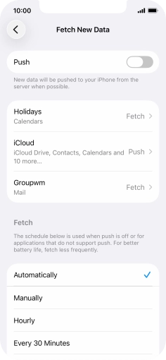 If you turn off the function, press the required setting.