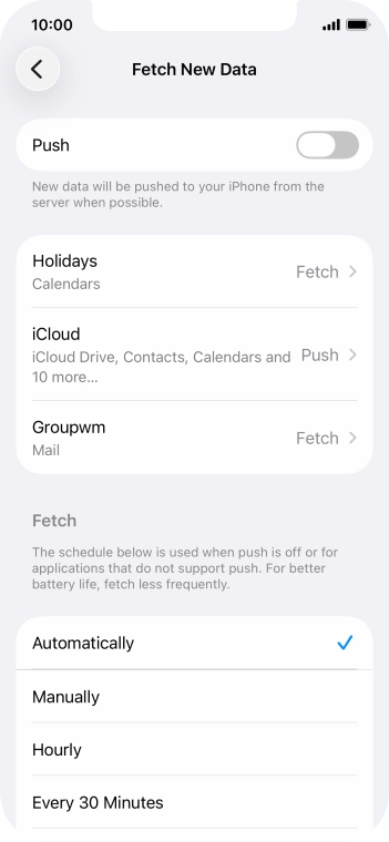 If you turn off the function, press the required setting.
