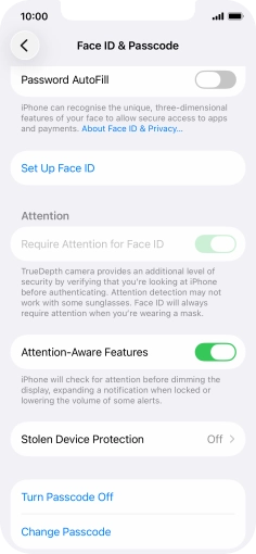 Press Turn Passcode Off and key in the phone lock code.