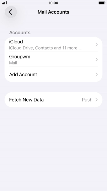 Press the name of the email account you've just set up.