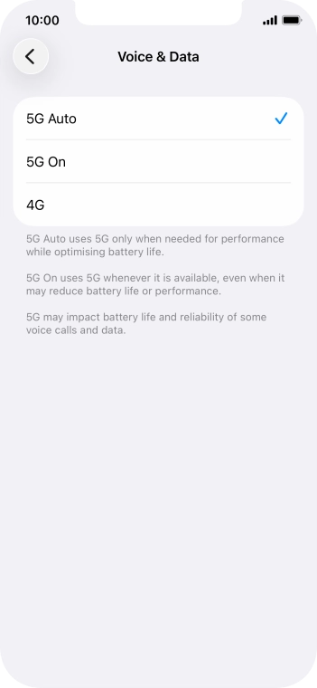 To turn on automatic switch between 5G and 4G, press 5G Auto.