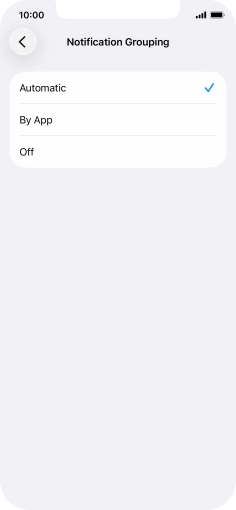 Press the required setting.