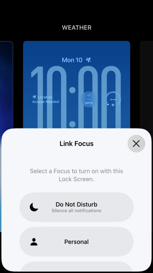 Press the required focus mode.
