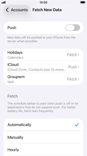 If you turn off the function, press the required setting.