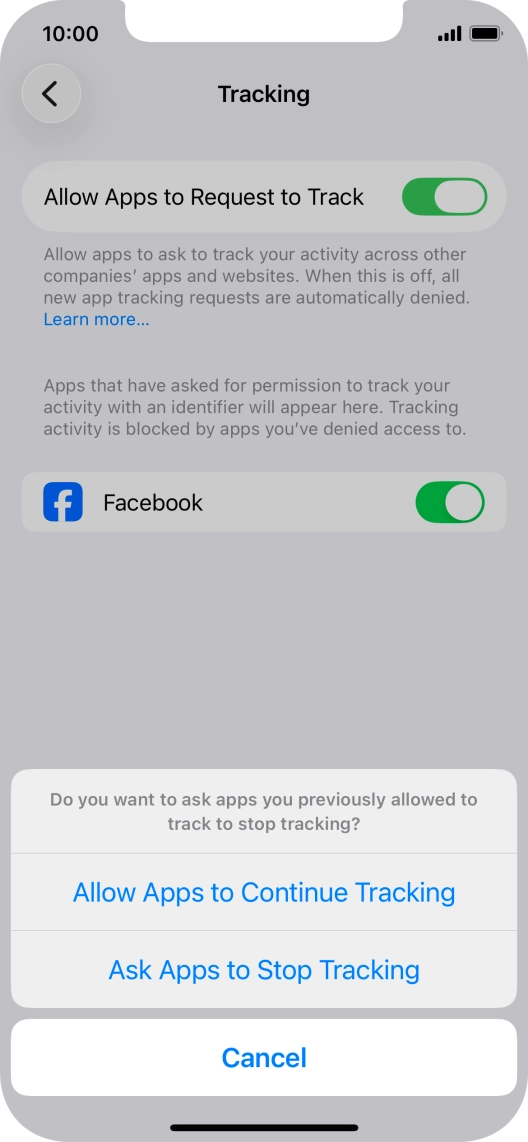 If you turn off the function, press the required setting.