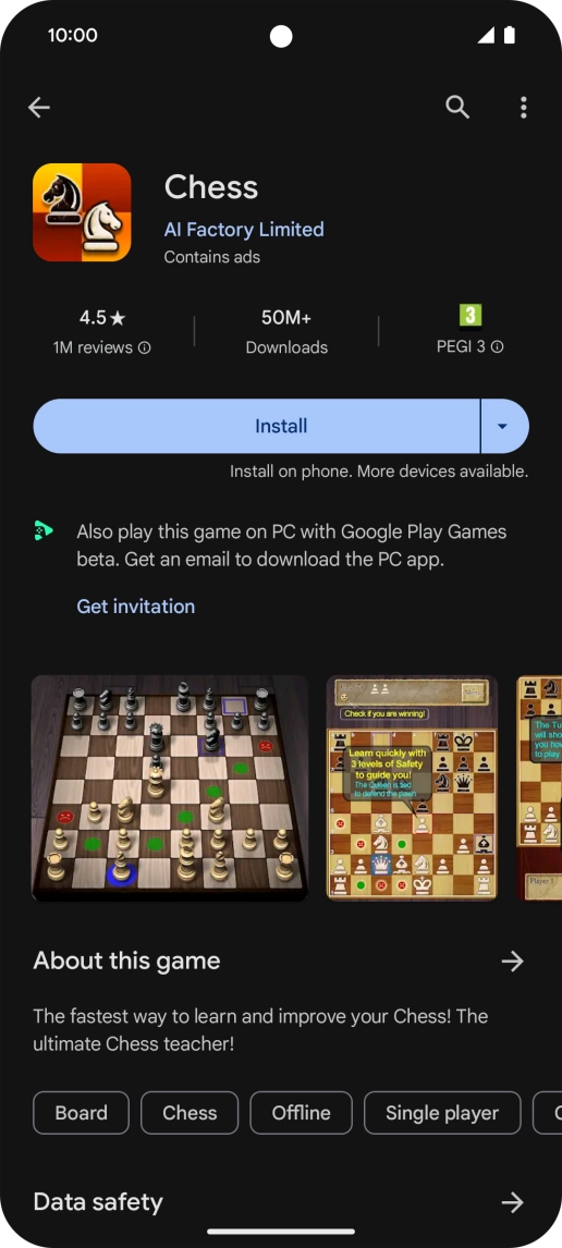 Press Install and follow the instructions on the screen to install the app.