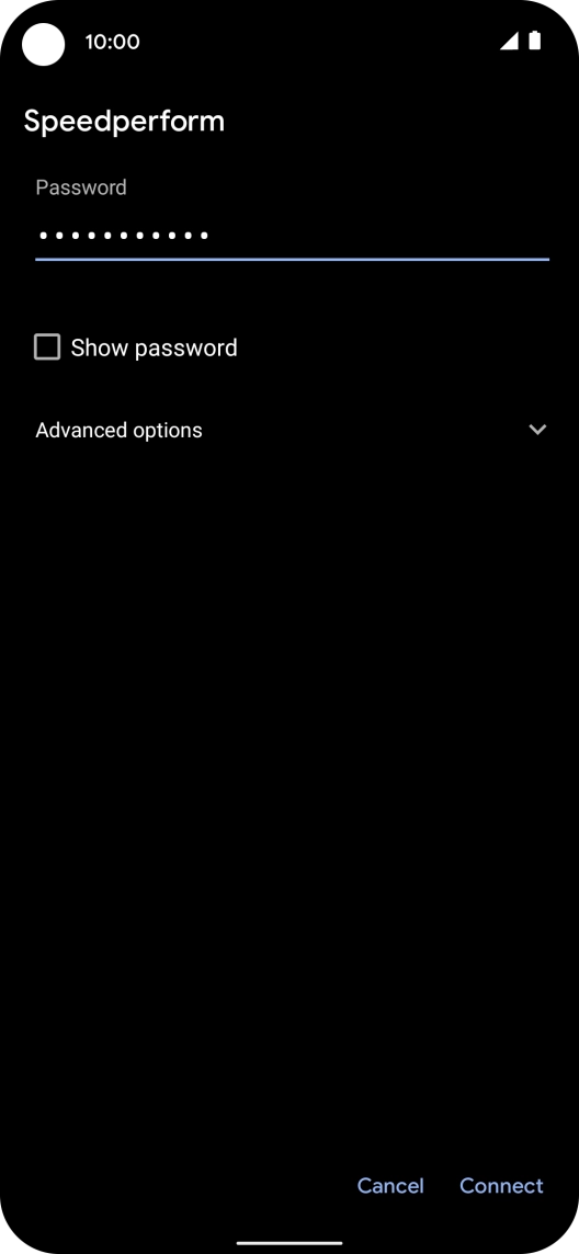 Key in the password for the Wi-Fi network and press Connect.