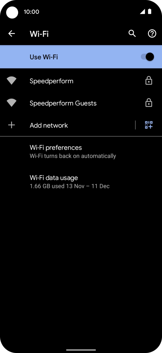 Press the required Wi-Fi network.