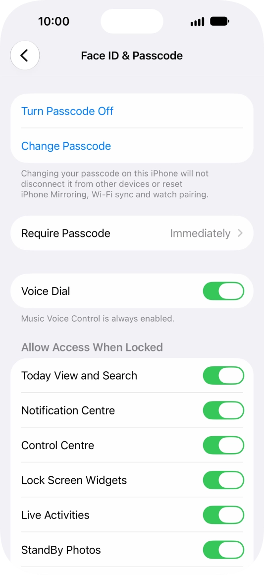 Press Turn Passcode Off and key in the phone lock code.