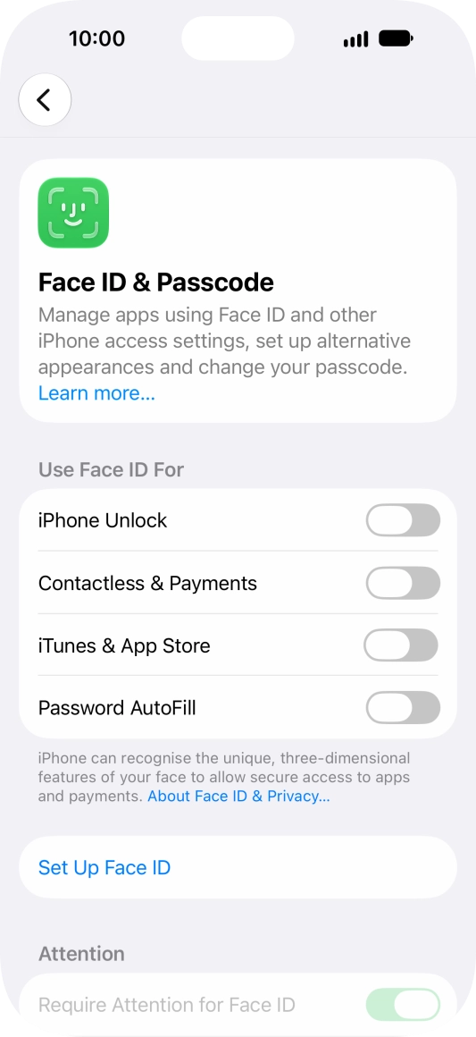 Press Set Up Face ID.