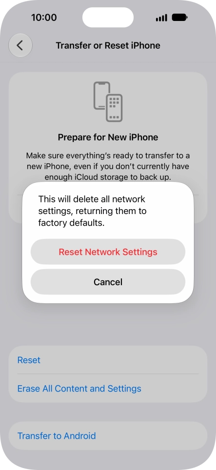 Press Reset Network Settings.