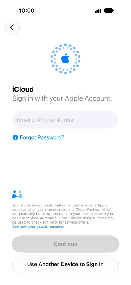 Press Email or Phone Number and key in the username for your Apple Account.