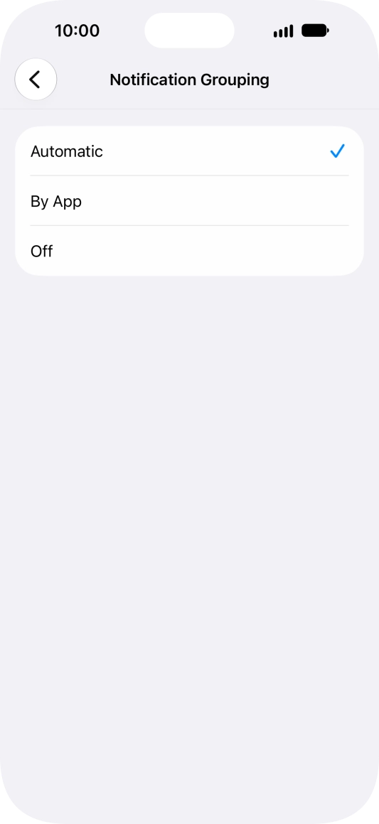 Press the required setting.