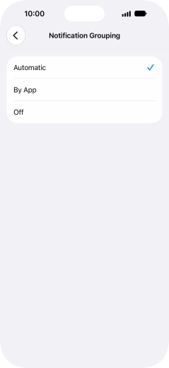 Press the required setting.