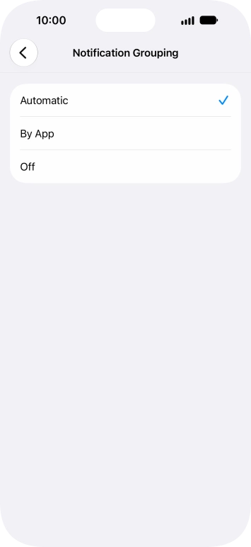 Press the required setting.