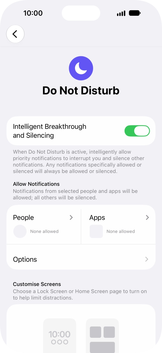 Press People and follow the instructions on the screen to select which contacts you would like to receive calls and notifications from when Do Not Disturb is turned on.