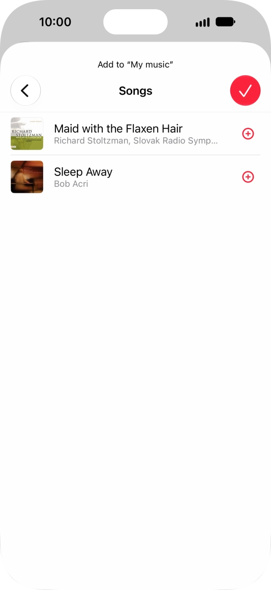 Go to the required category and press the add icon next to the required audio file.