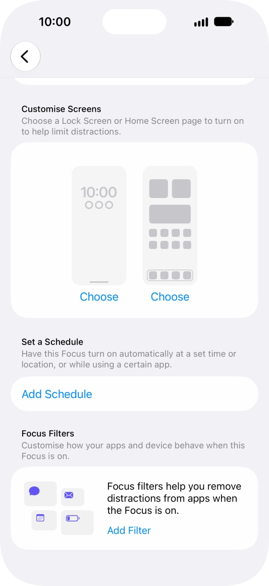 Press Add Schedule and follow the instructions on the screen to select settings for automatic activation of Do Not Disturb.